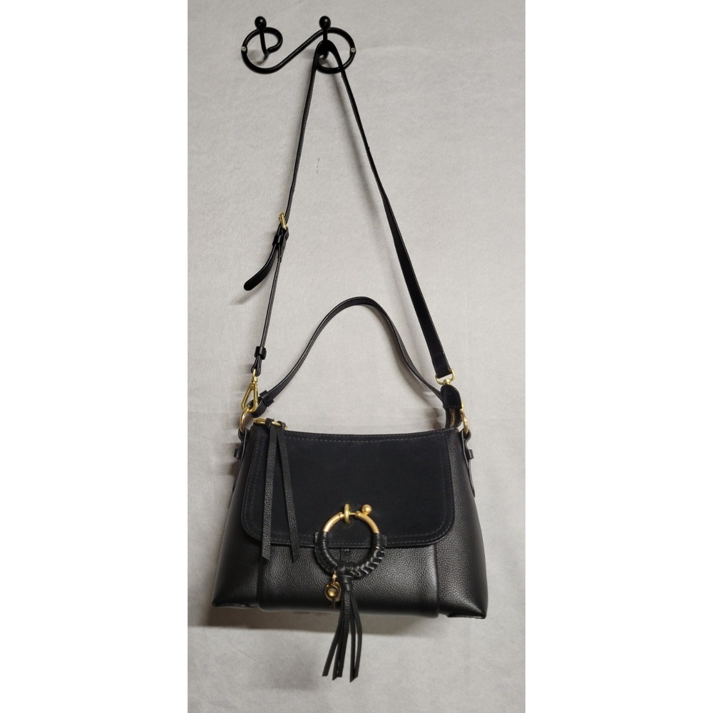 Black Leather With Suede Trim  See By Chloe Handbag W/ Removable Shoulder Strap